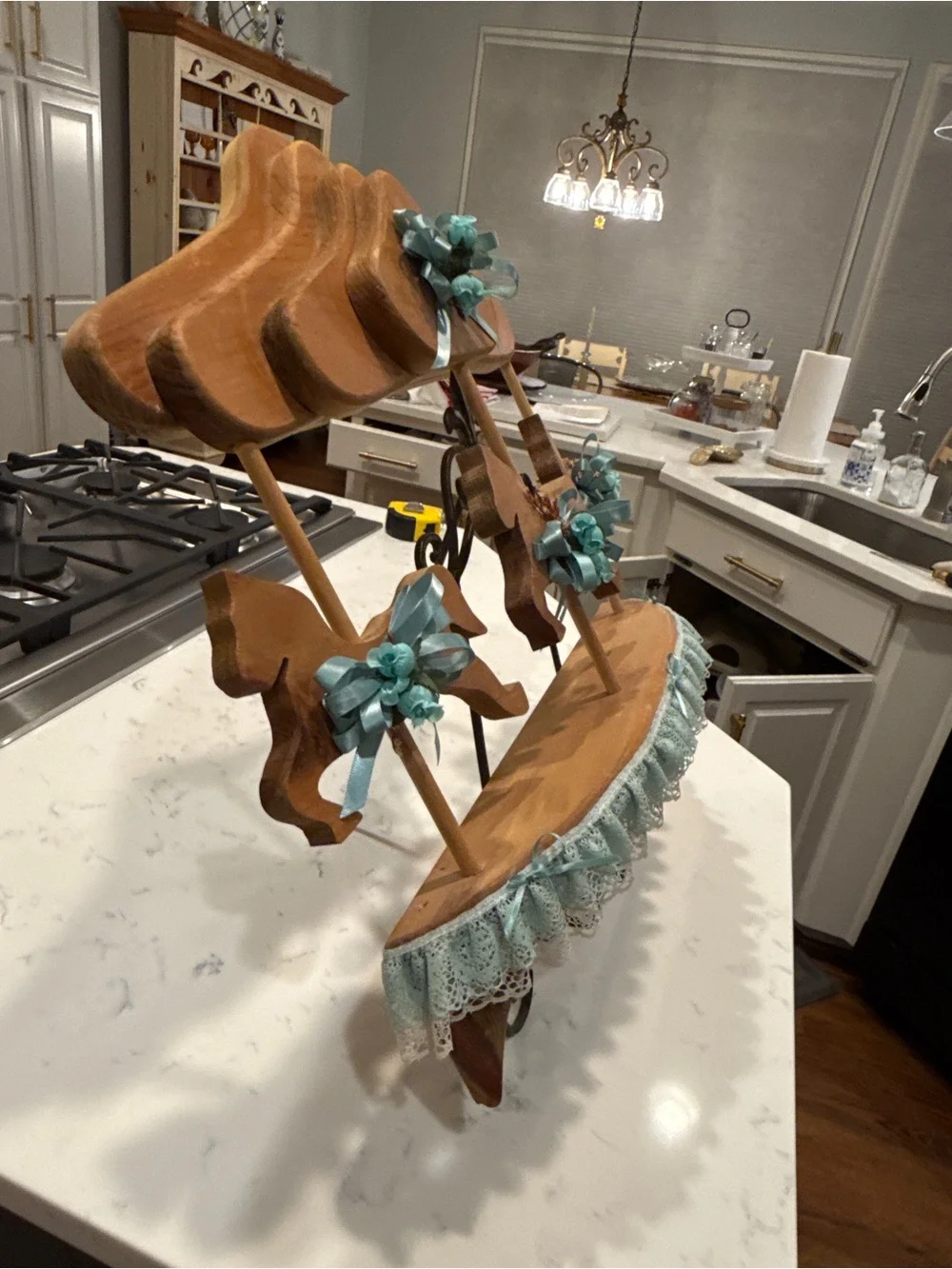 Wooden Horse Carousel Wall Shelf Peg Rack Nursery Decor Handmade  Cottagecore